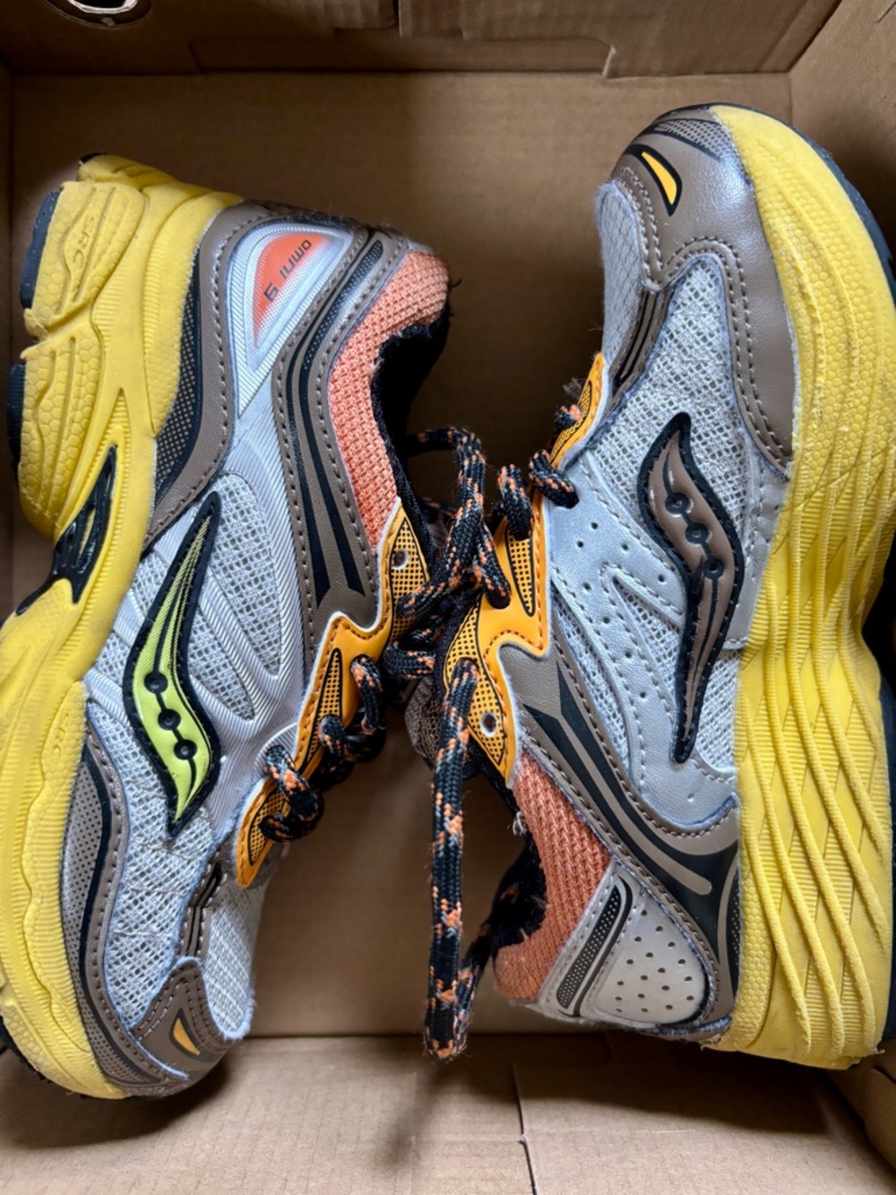 Saucony Kids Yellow, Gray & Orange Athletic Sneakers
